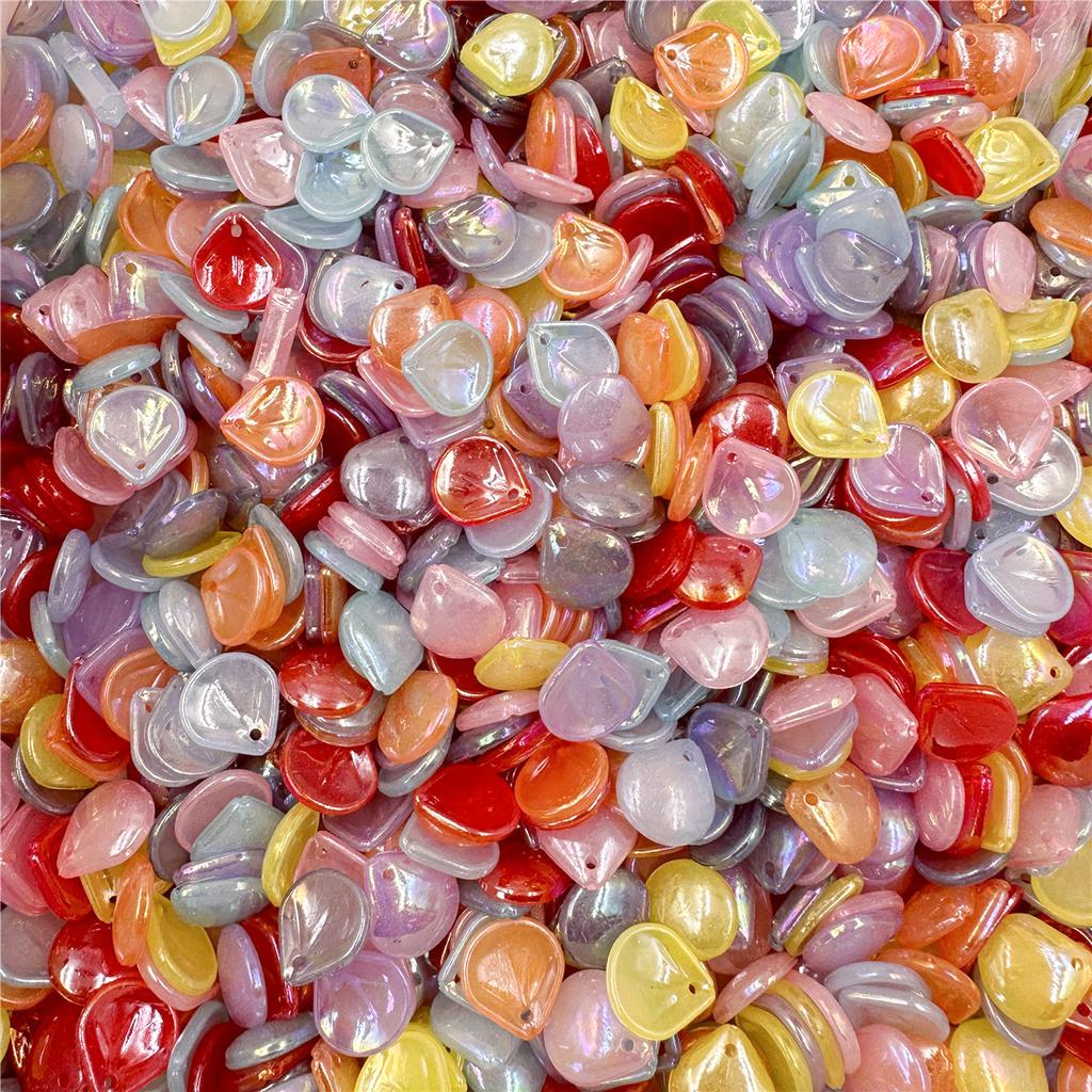 100 шт., очаровательные бусины с лепестками цветов 13,5*14,8 мм AB цвета для изготовления ювелирных изделий, сделай сам, шпилька, серьги, браслет, кулон, аксессуары