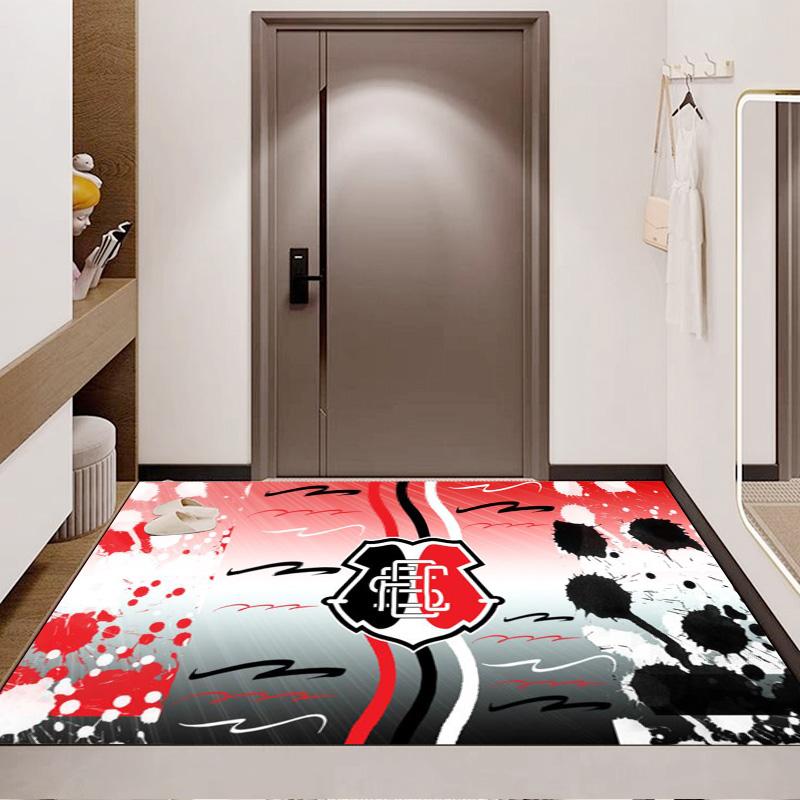 Sao Paulo FC Crest Red Black Splash Graffiti Print Area Rug Brazilian Soccer Fan Non Slip Rectangular Floor Mat Gaming Room Home Decor Rug