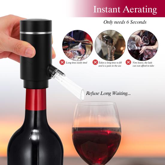 Electric Wine Aerator USB Rechargeable Instant Oxidation Multifunction One-Touch Automatic Wine Aerator Dispenser
