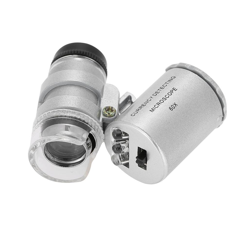 LED Microscope 60X Magnifying Glass, Portable   Magnifier with   Light, Bright LED Lights for Jewelry and Currency Inspection, In-Depth Lo