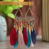 1 пара женских серег в богемном стиле, этнические синтетические перья, изысканные женские висячие серьги