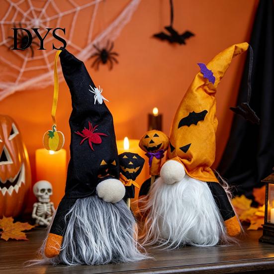 Indoor Window Display Props Halloween Light Up Gnome Decoration, Spooky Orange Black Swedish Tomte Elf Figurine, Soft Polyester Holiday Crafts