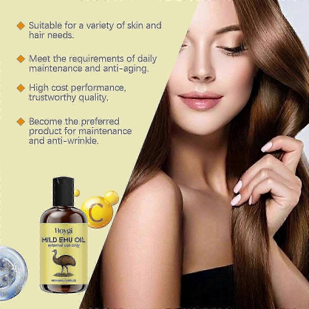 3X Emu Oil Repair Damaged Barrier Relieve Skin Itching Anti Frizzy Hair Reduce Fine Lines Shrink Pore Increase Elasticity Skin Care