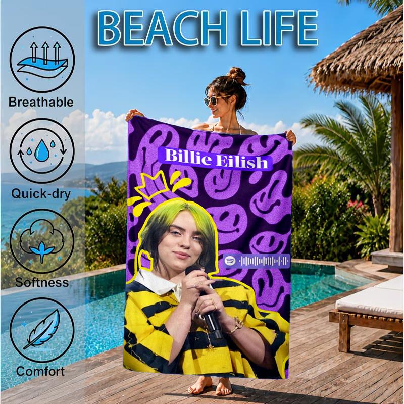 Bi-llie green Artwork Beach Towel, Microfiber Beach Towel, Perfect For Pool, Beach, Travel, Home Decor Beach Party Fan gifts