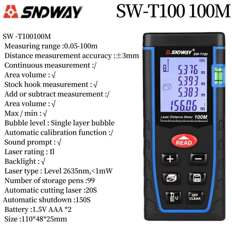 SNDWAY SW-T40 SW-T60 SW-T80 SW-T100 Mini Digital Rangefinder Laser Rangefinder Professional Laser Rangefinder Tape Measure Tool