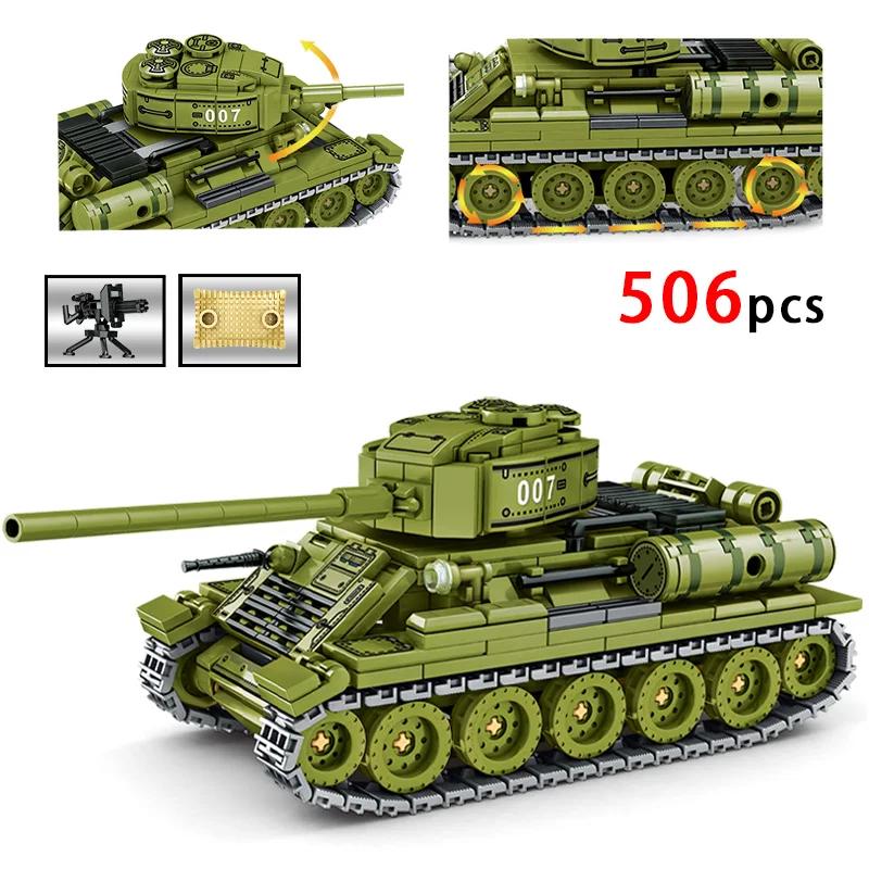 WW1 Weapoons Heavy Black Tank vehicle Puzzle WW1 German AV7 Military Battle Tank Blocks Model Educational Toys for Boy KId Gifts