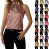 Women's Satin Tank Tops V Neck Casual Cami Sleeveless Camisole Blouses Summer Basic Tank Shirt Gradient