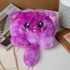 Rainbow Cat Shoulder Bag Faux Fur Stuffed Doll Bag Portable Plush Crossbody Bag  Streetwear