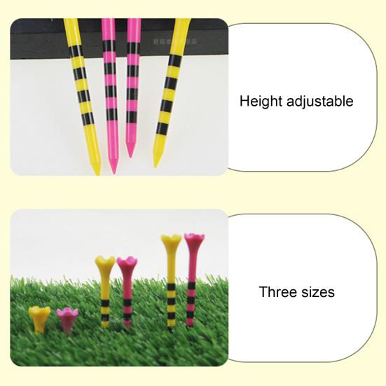 10Pcs 38/70/82MM Golf Tee Striped Height Adjustable Sharp Tip Plastic Golf Ball Holder Golf Training Aid Spike Kit Golf Accessories Golfer Gifts