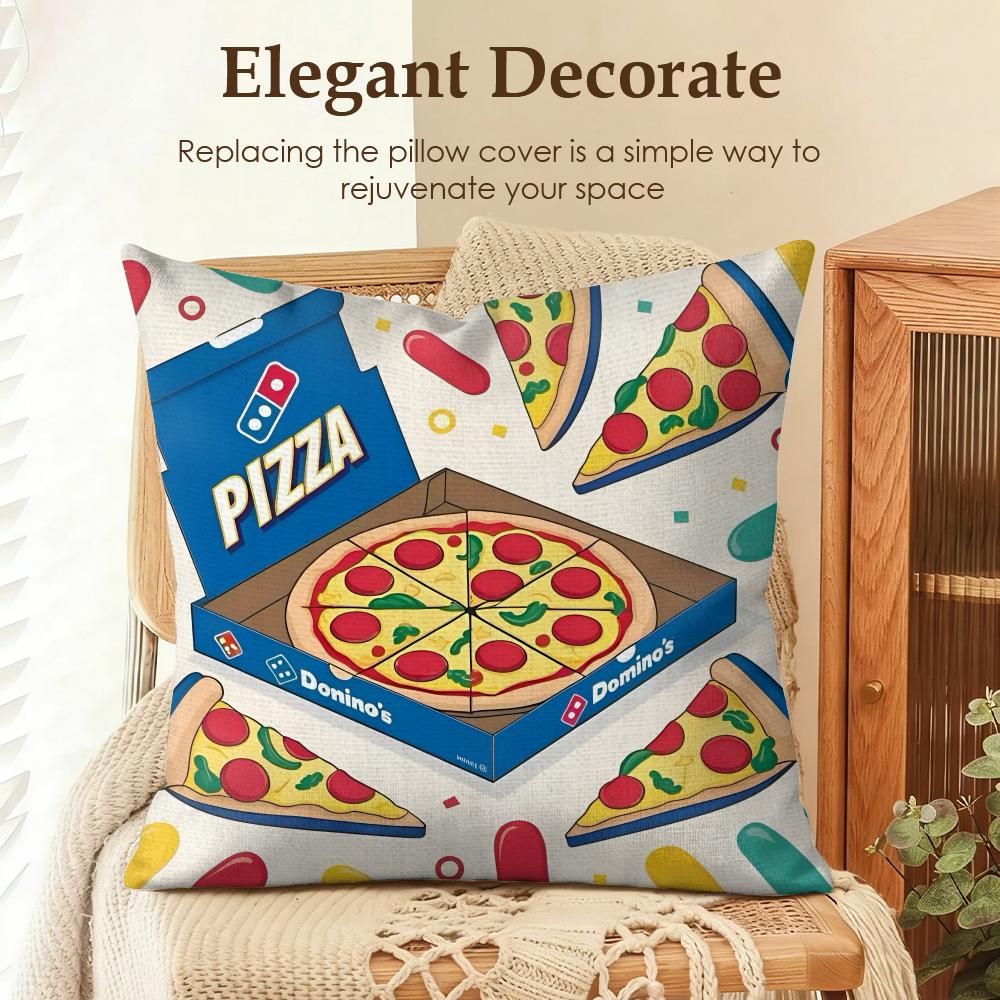 Food Anime DDominos Pizza Cushion Cover Natural Linen Organic Fabric DoubleSided Printing Sofa Home Decor Gift Pillow Case