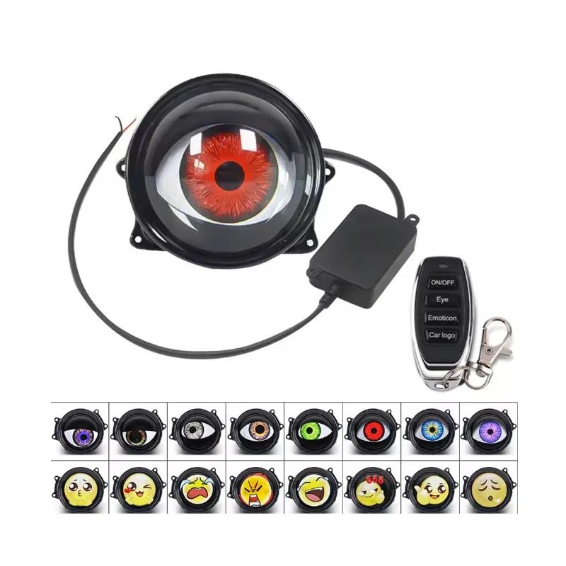 Car Devil Eyes Lens Lights 12-36V Demon Red Eye Dynamic Headlight Assembly With Remote Control Auto Retrofit Accessorie