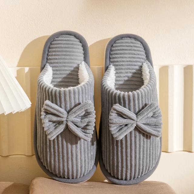 Fashion Fashion Women's Bow Slippers Fall/Winter Indoor Bedroom Floor Lightweight and Comfortable&Soft Warm Slippers for Home