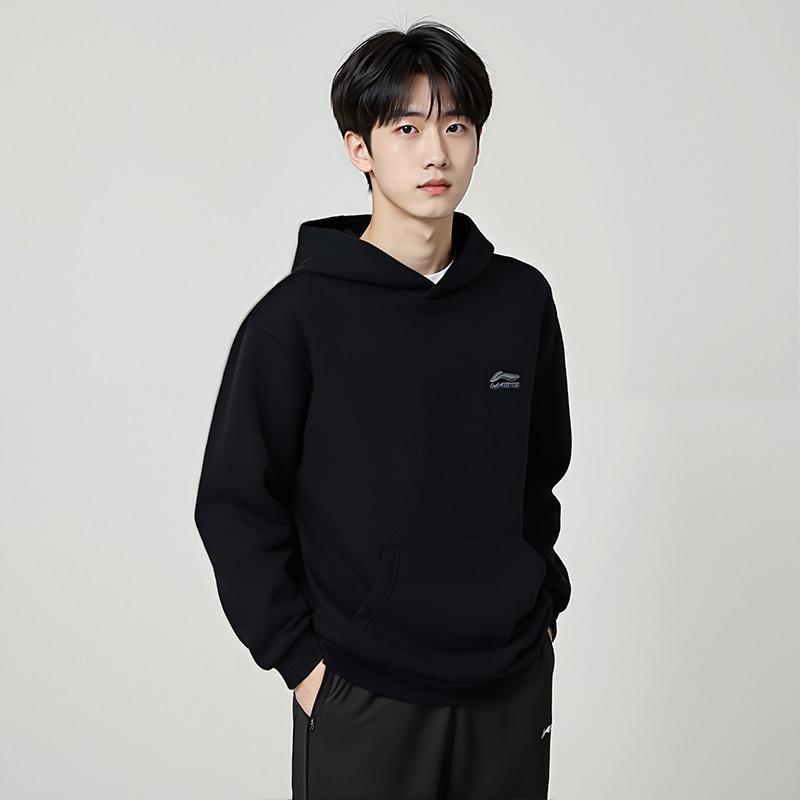 Толстовки Li Ning Унисекс Черные С круглым вырезом Средние AWDUE95-11