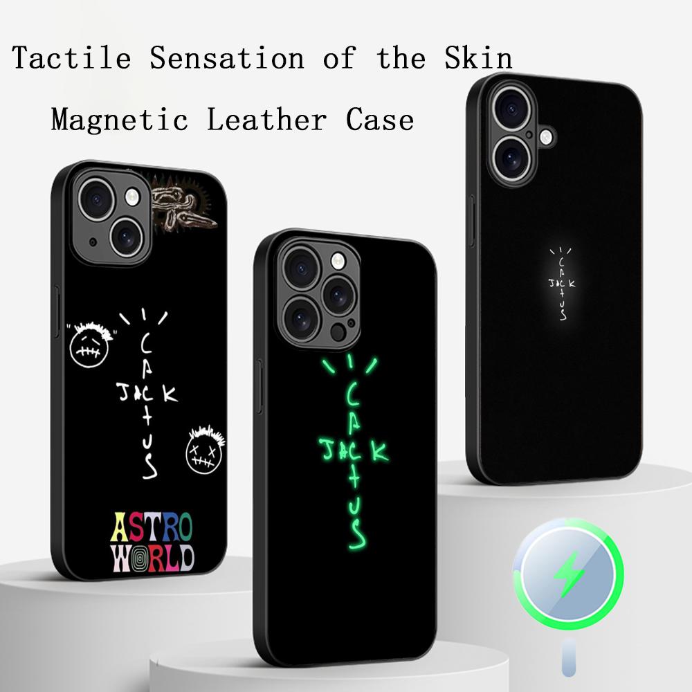 Модный Чехол Для Телефона С Крутым Логотипом Трэвиса Скотта Для iPhone 17 16 15 14 13 12 Plus Pro Max Высококачественный Роскошный Magsafe Овчина