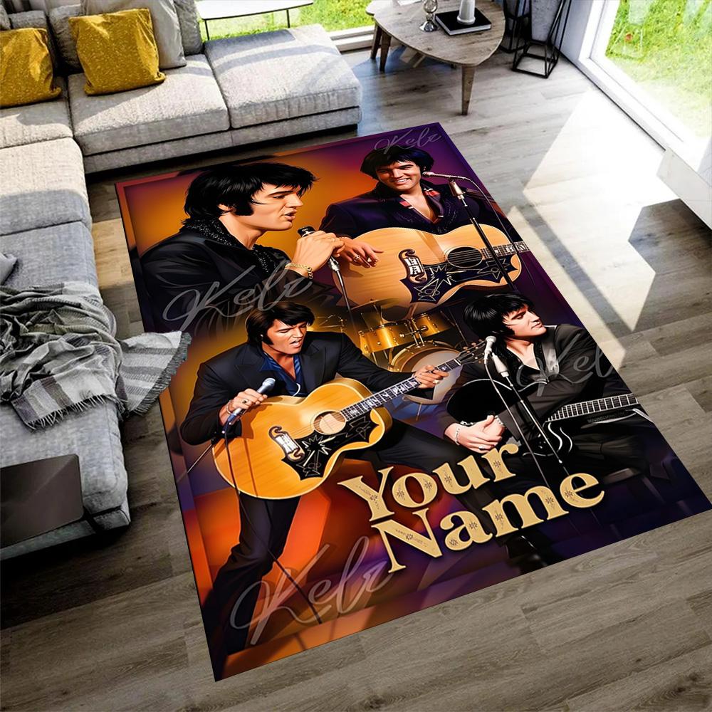 Elvis Presley Personalized Text Floor Rug Office Rug Perfect for Outdoor Study room Dining Room Decorate room Antislip Carpet Decorate Offices