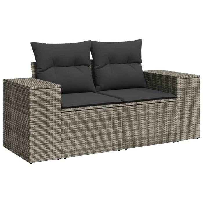 VidaXL Salon de Jardin avec Coussins 8 pcs, Canapés de Terrasse, Ensemble de Meubles de Patio, Mobilier d'Extérieur, Gris 3225563