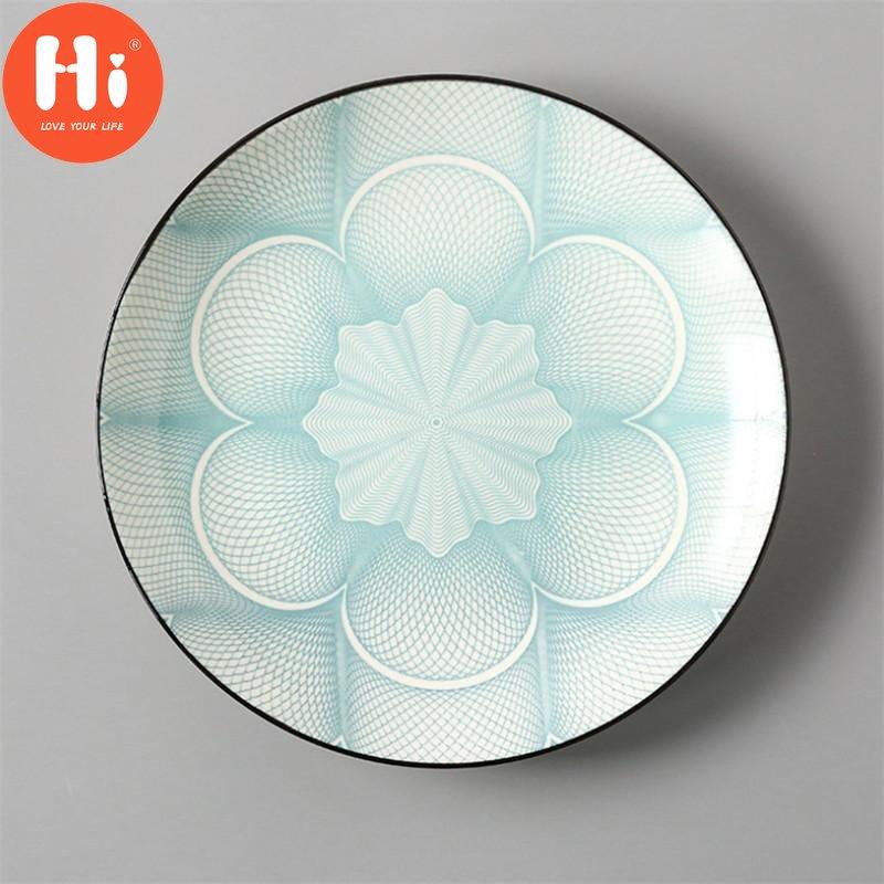 Japanese Style 8 Inch Ceramic Under Glazed Vegetable Dinner Plate Simple Dessert Plate Household Small Steak Dish Food Container