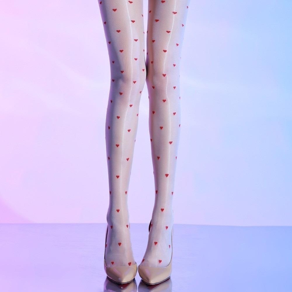 Эластичные 5D Колготки с Открытой Промежностью Прозрачные В Горошек Сердечко Шелковые Чулки Носки в Ромбик Ночной Клуб