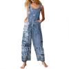 Women's Fashion Casual Vintage Printed Sleeveless Button Down Jumpsuit