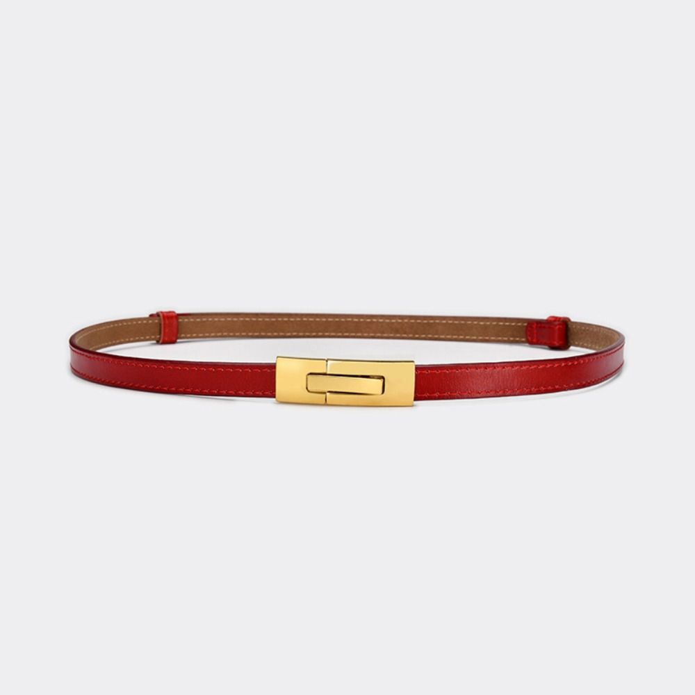 Versatile Thin Waistband Metal Alloy Buckle Waist Strap Casual Cowhide Belt For Women Girls