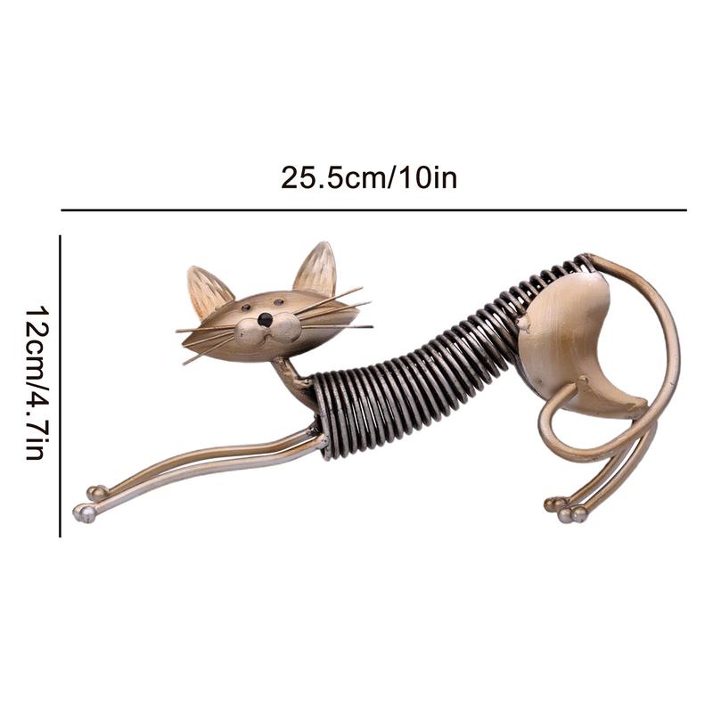 Кованый кот Кованая скульптура домашнего животного Металлическая скульптура кота Весенняя кошка Ручная работа Металлическая кошка Двор Искусство Железная статуя животного