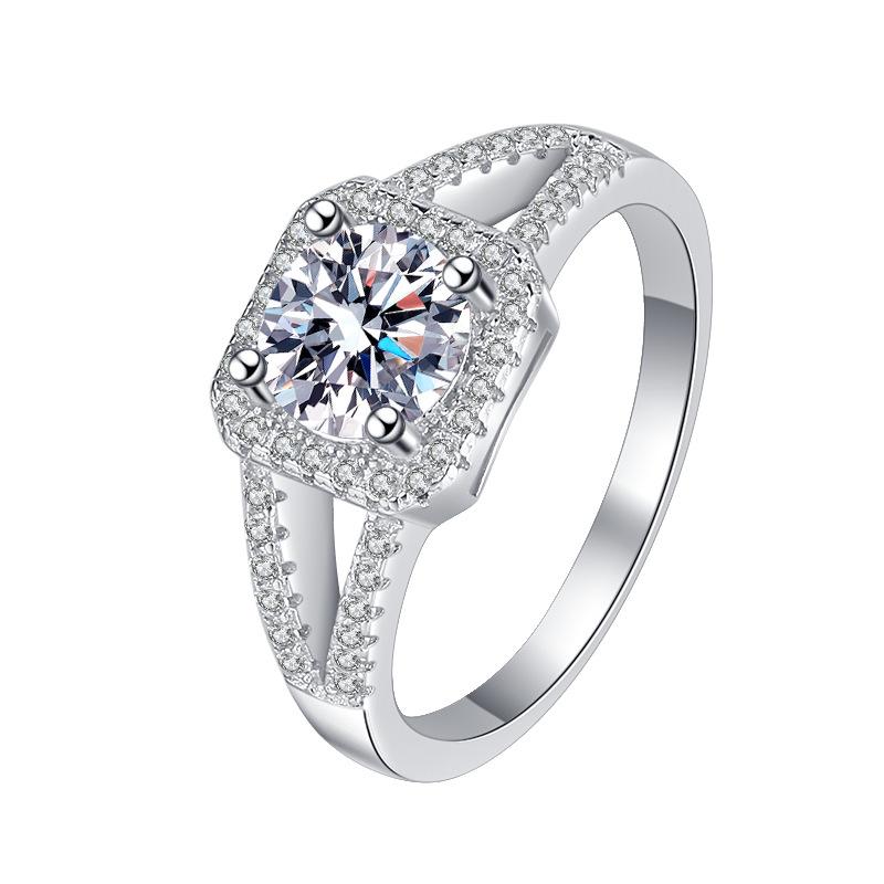 S925 Sterling Silver Ring Moissanite Ring Engagement Wedding Woman 1 Carat Diamond Jewelry