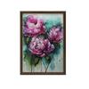 Розовые Пионы На Зеленом Фоне Розовые Пионы На Зеленом Фоне, 30x40 См, Черная Алюминиевая Рама, Матовая Бумага 230 г/м²