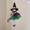 Halloween Witch Doll Decor with Broom Small Witch Figurine with Gauze Skirt Kitchen Hanging Witch Ornament for Room Door Window Halloween Decor