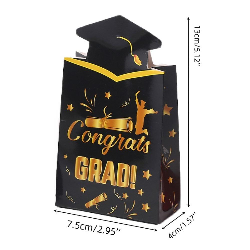 20pcs Paper Material Doctoral Cap Box Congrats Grad Candy Gift Bag Chocolate Box Party Decorations