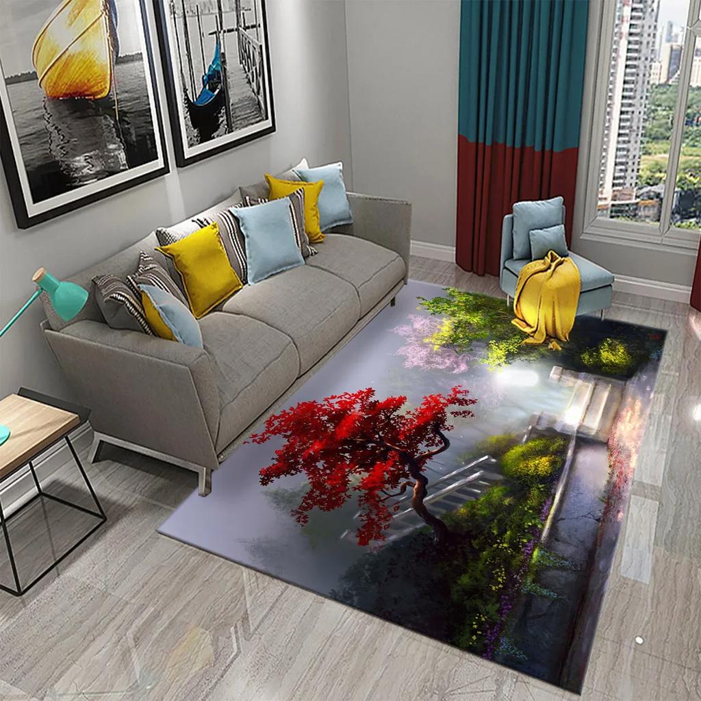 Ковер с рисунком масляной живописи дерева, придверные коврики, коврики, кухонный ковер, коврик для ванной комнаты, нескользящий ковер, декор для гостиной, спальни, коврик для пола
