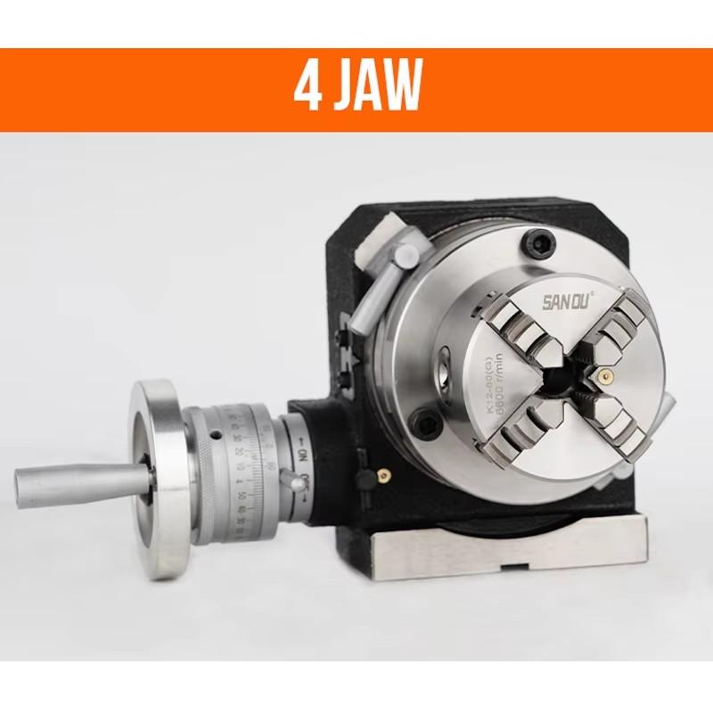 3/4 Jaw 80mm Chuck 4'' Vertical and Horizontal Indexing Plate Rotary Table for Precision Milling Machine Indexing Head