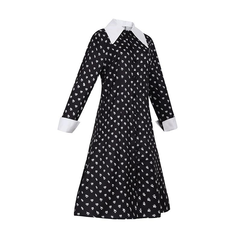 Anime Wednesday Addams Family Cosplay Costume Dress Kids Girl Wednesday Cosplay Costume Black Gothic Family Cotume