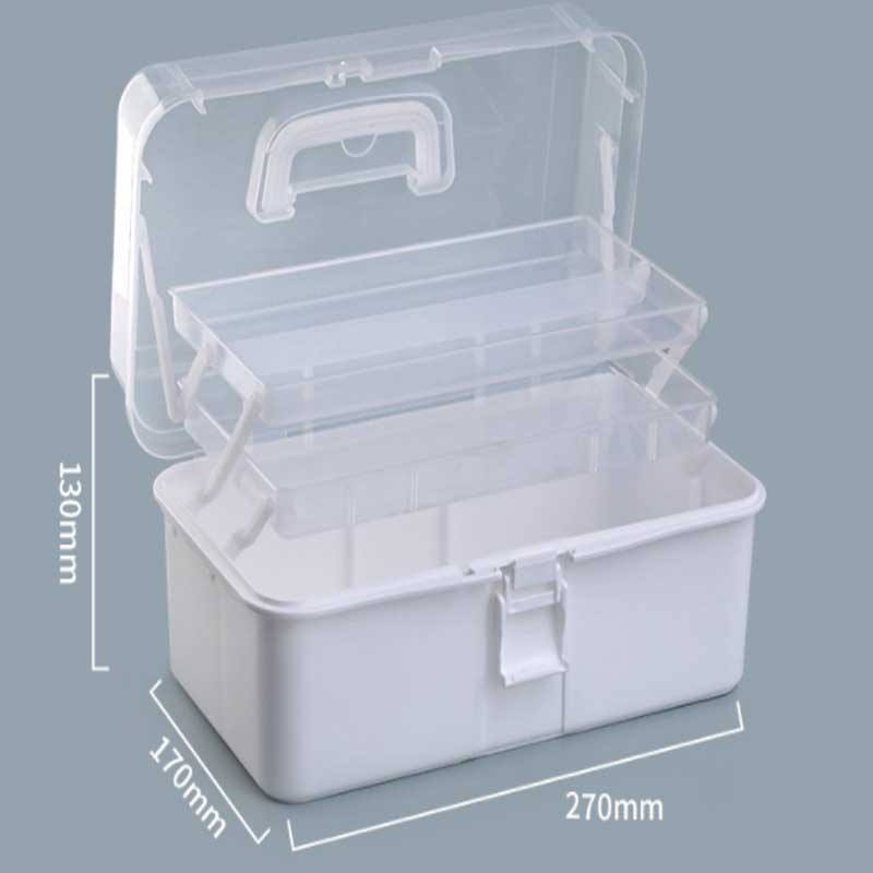 Three-layer Transparent Plastic Craft Storage Box, Sewing Storage Box, Folding Tool Box, Art Student Miscellaneous Storage Box