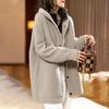 Women's Mid-Length Hooded Wool Coat - Solid Color, Versatile, Slimming, Casual, Spring 2023