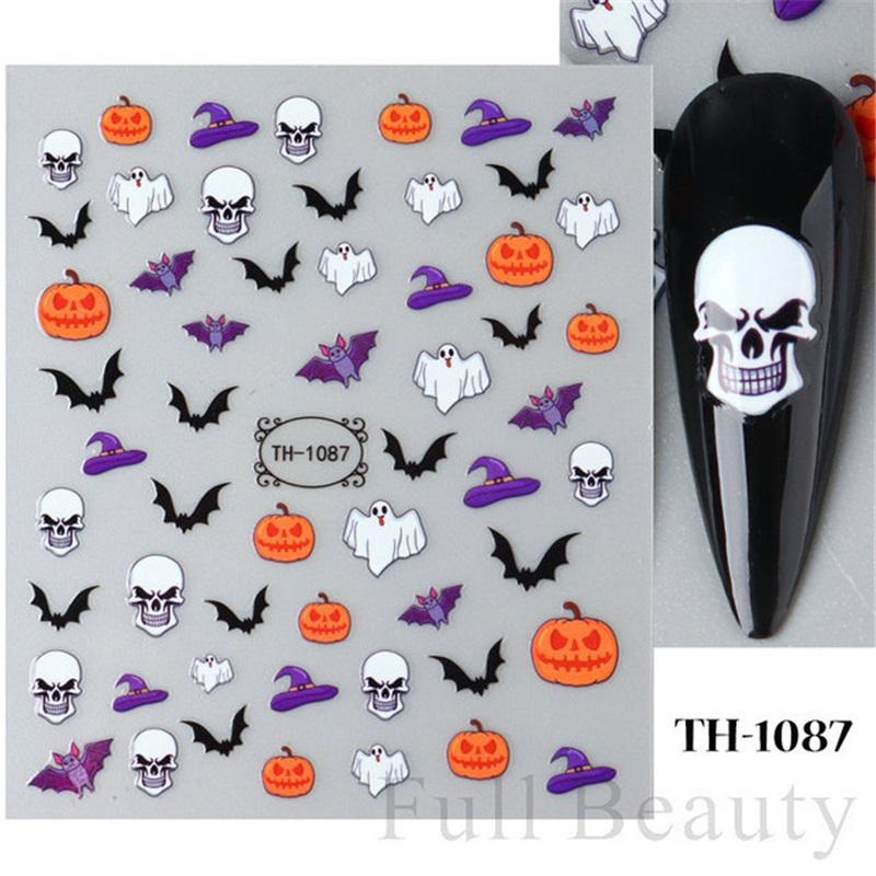 New nail art stickers ins European and American Halloween Dark Spider Ghost Thin Tough Adhesive Nail Stickers