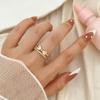 Модные геометрические кольца золотого цвета, сверкающее открытое кольцо с цирконом, эффектные ювелирные изделия для женщин