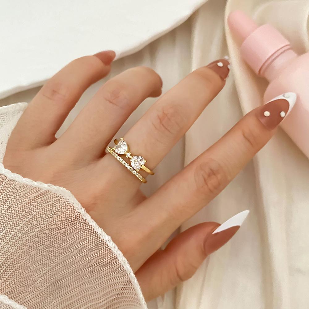 Модные геометрические кольца золотого цвета, сверкающее открытое кольцо с цирконом, эффектные ювелирные изделия для женщин