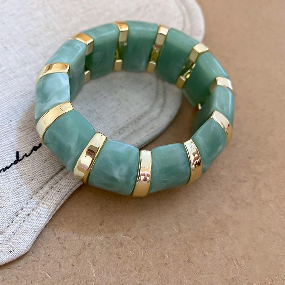 Europe American Style Elastic Bracelet Resin Exaggerated Bracelet Unique Acrylic Bangle  Gift