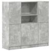 3 Piece Kitchen Cabinet Set Concrete Grey Particleboard