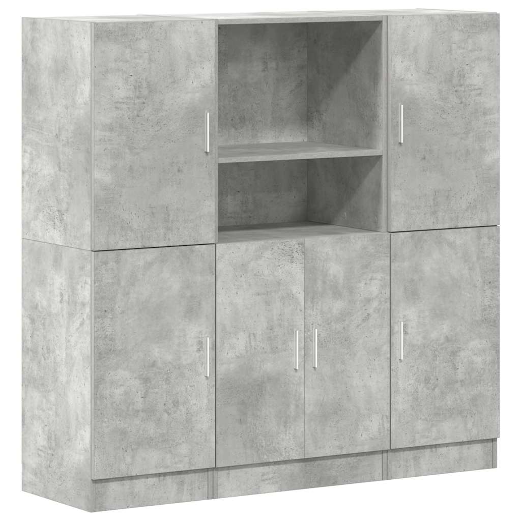 3 Piece Kitchen Cabinet Set Concrete Grey Particleboard