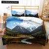 Altai Mountains King Queen Duvet Cover Natural Landscape Bedding Set Forest Lake Scenery Quilt Cover Polyester Comforter Cover