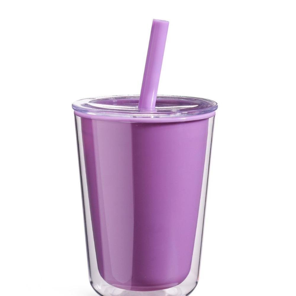 Leakproof Double-layer Straw Cup Sealed Drinking Bottle Plastic Water Bottle  Children Adult