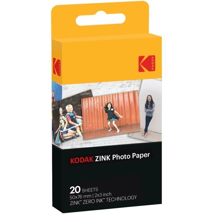 Pack De Consommable - KODAK - Pour Printomatic Et Smile+ - 2 Packs De 10 Papiers Photo - Blanc