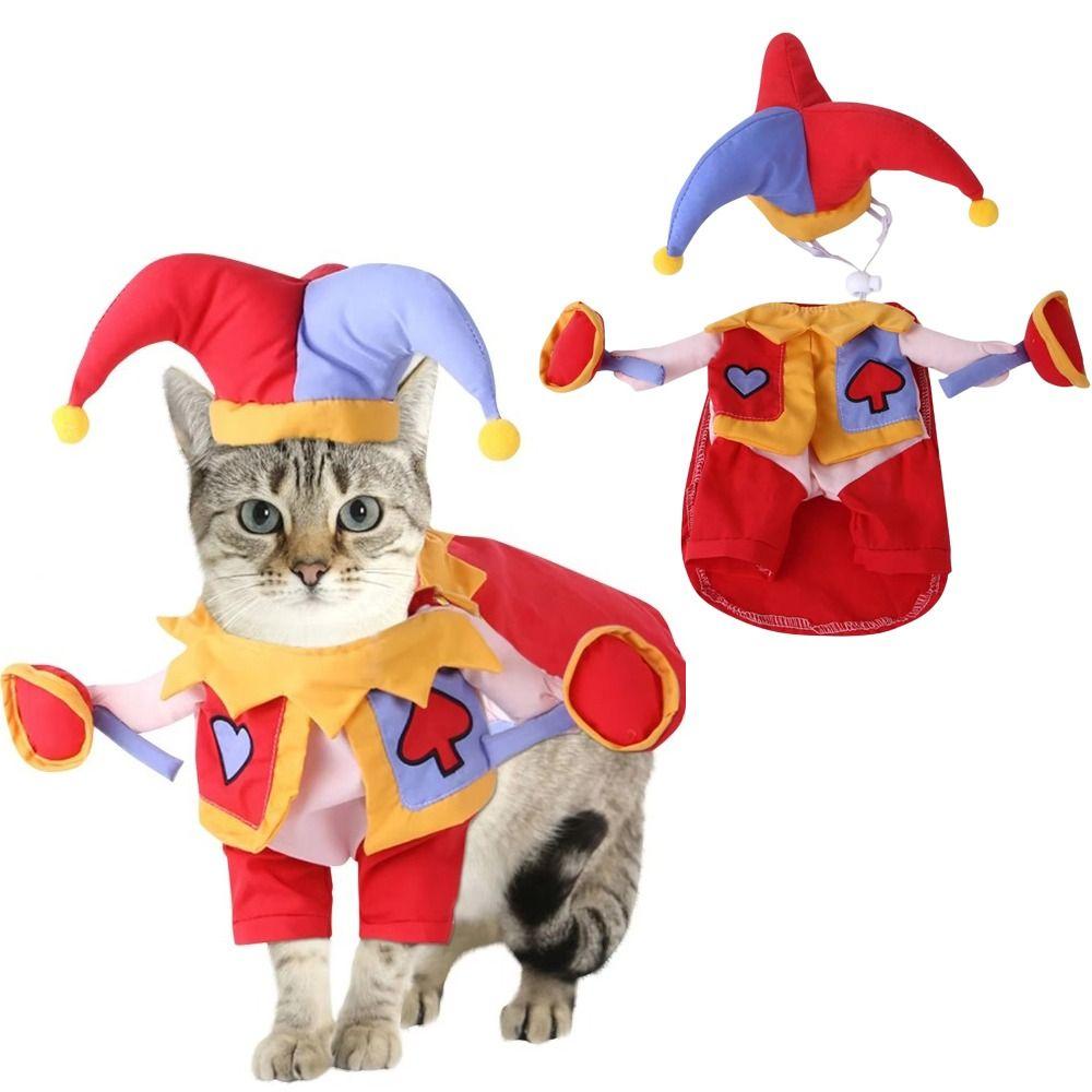 Clown Pet Halloween Cosplay Christmas Funny Outfits Clothes New Dress Hoodie for Puppy Dogs