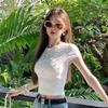 Сексуальные женские однотонные яркие футболки с коротким рукавом, модные женские футболки, уличные, для дома, для девушек, повседневные футболки в стиле Y2K, модные женские футболки