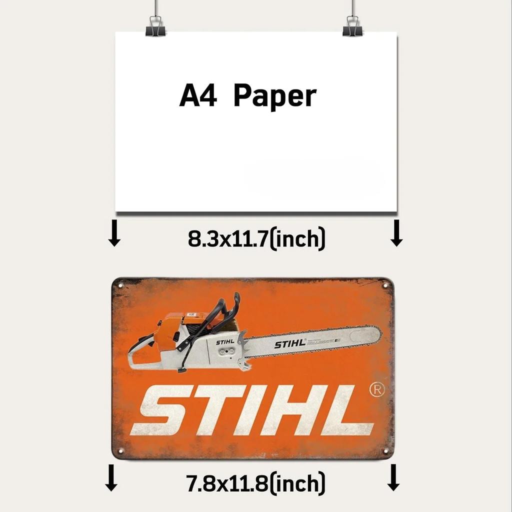 Ретро Инструмент Бренд Stihl Металлическая Жестяная Табличка Винтажная Тарелка Винтажная Табличка Для Мужской Пещеры Домашнего Бара Кафе Гаража Мастерской Клуба Настенный Декор