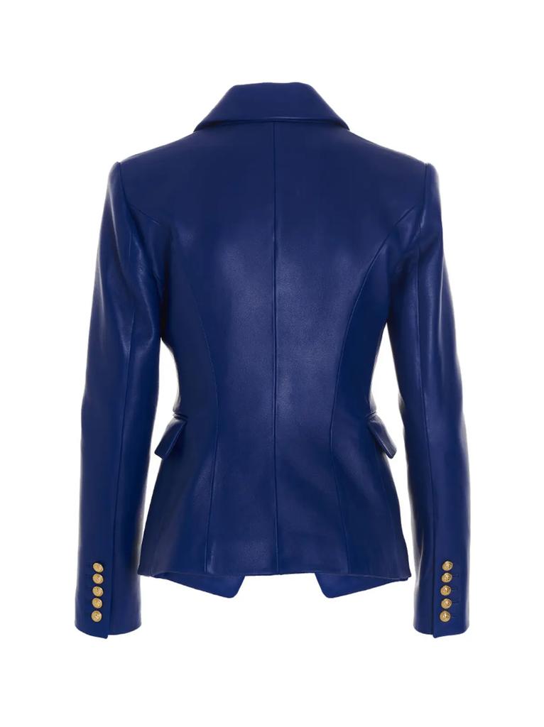 AL KHALID стильный новый подлинный классический пиджак из натуральной овчины на пуговицах синего цвета для женщин