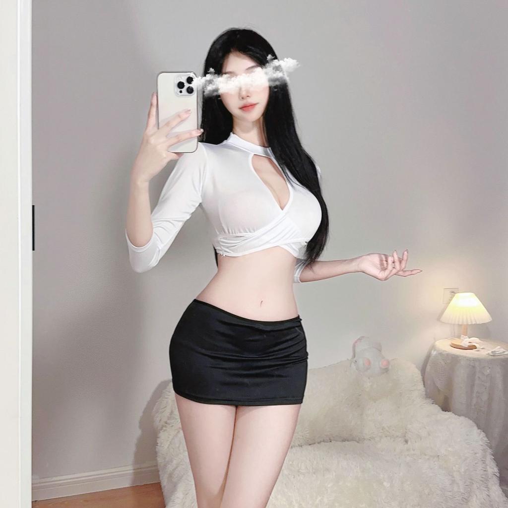 ol Women's sexy hollow-out ultra-short skirt, see-through bodycon skirt, swimsuit, uniform, teacher's professional attire, lingerie