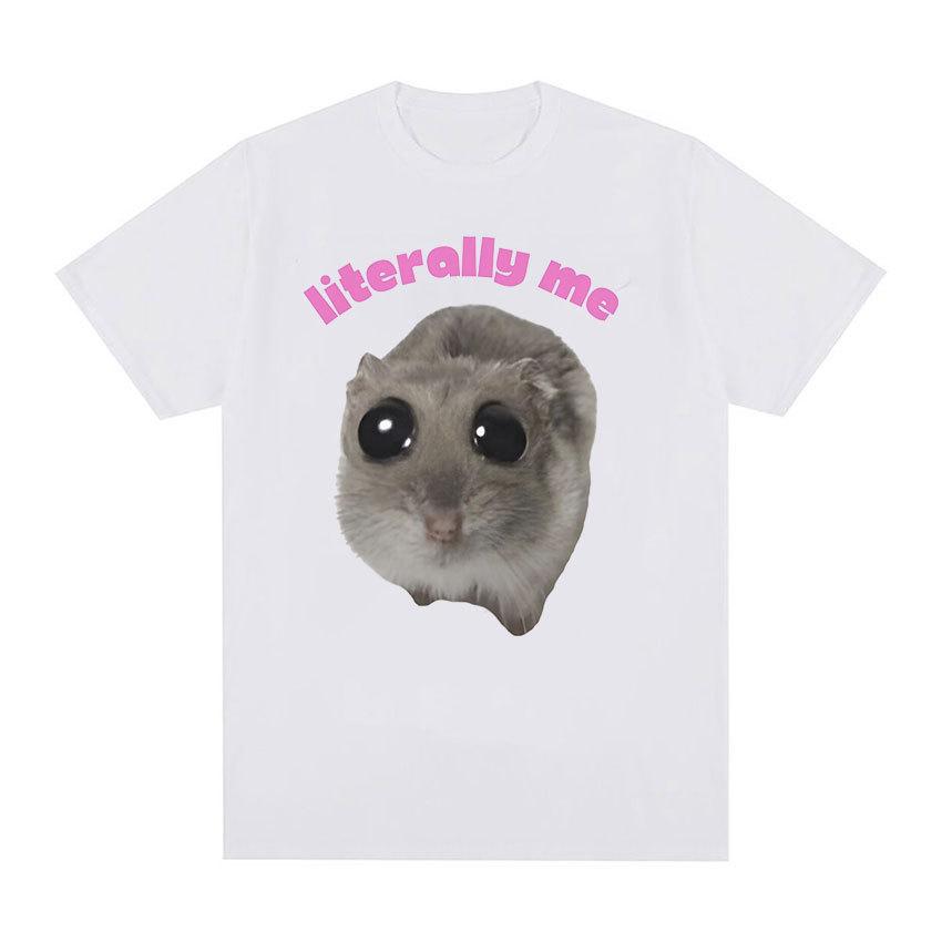 Буквально Я Грустный Хомяк Забавный Мем Женщины Унисекс Футболка Хомяк Плачет Большой