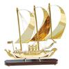 48.26 Cm Brass Table Decor Showpiece Ship With Wooden Base